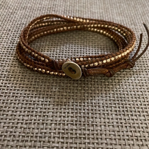 Chan Lui sterling silver wrap bracelet brown genuine leather, adjustable closure - Picture 2 of 5